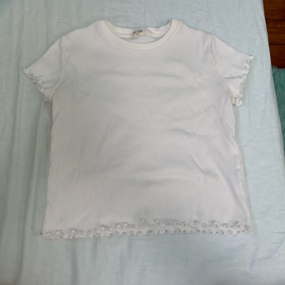 Brandy Melville ruffle edge crop top